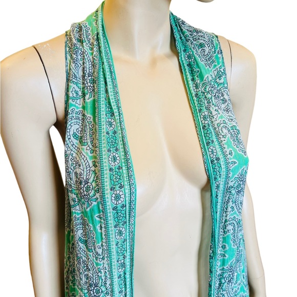 Navayo Maxi Tunic Designed in France Green paisleys with Gold threads preowned - Picture 5 of 12